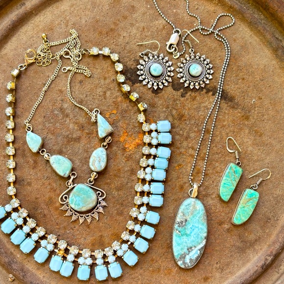 Assorted BLUE Mix and Match Sterling Silver Gorgeous Gemstones Vintage Jewelry - Picture 8 of 13